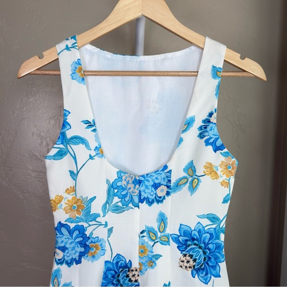 Commense Blue Yellow Floral Backless A-Line Mini Dress XS NWT Open Back - Picture 9 of 13